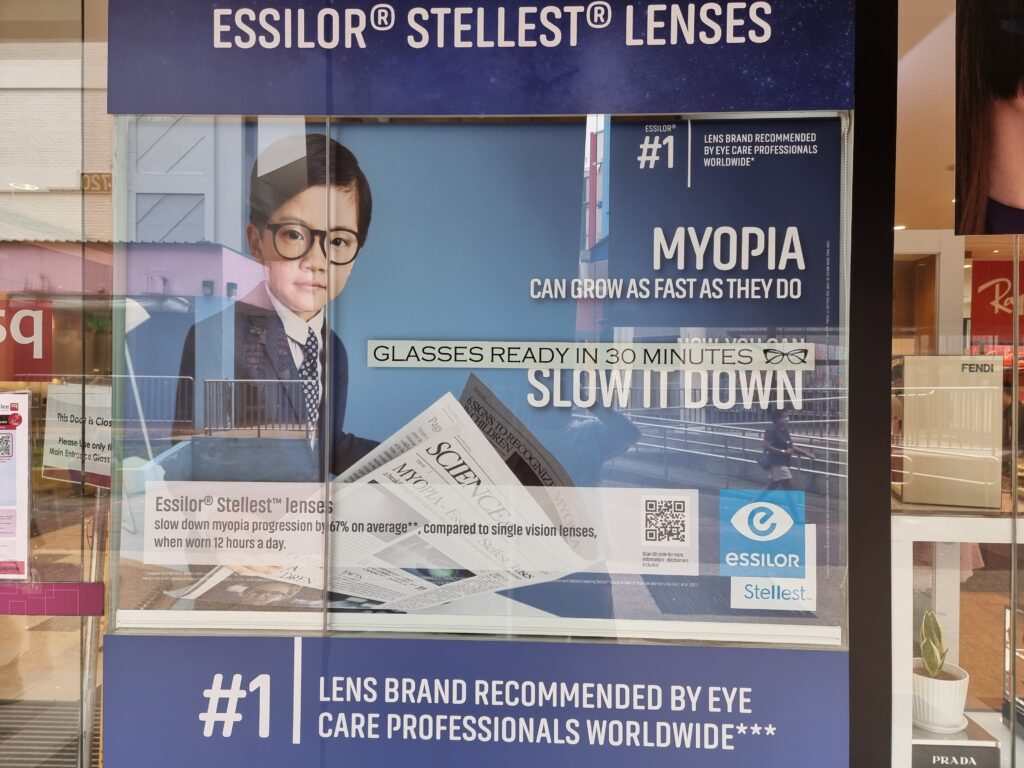 Printed Roller Blinds work as an advertisement in shopping mall.
